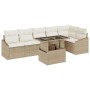 Conjunto Sofá Jardín 7 Piezas Beige Ratán, Poliéster, Espuma de , Sofás de exterior - Ref: Foro24-3357754, Precio: 570,56 €, ...