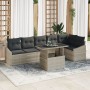 Conjunto de Sofás de Jardín de 7 Piezas con Cojines en Ratán Poliéster Gris Claro de , Sofás de exterior - Ref: Foro24-335775...