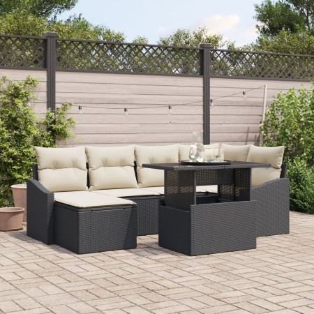 Juego de Sofá de Jardín Conjunto de 7 Negro Ratán de , Sofás de exterior - Ref: Foro24-3357770, Precio: 494,09 €, Descuento: %