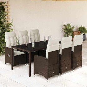 Set de mesa y sillas jardín 7 pzas con cojines ratán PE marrón en Conjuntos de jardín | Comprar online en Foru.es