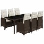 Set de mesa y sillas jardín 7 pzas con cojines ratán PE marrón en Conjuntos de jardín | Comprar online en Foru.es