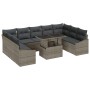 Juego de sofá de jardín de 10 piezas con cojines gris poliratán de , Sofás de exterior - Ref: Foro24-3357802, Precio: 696,61 ...