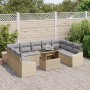 Juego de Sofá de Jardín Set de 10 Beige y Gris Ratán y Tela de , Sofás de exterior - Ref: Foro24-3357803, Precio: 728,53 €, D...