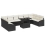 Conjunto de sofá de jardín Set de 11 Negro y Crema de , Sofás de exterior - Ref: Foro24-3357810, Precio: 763,75 €, Descuento: %