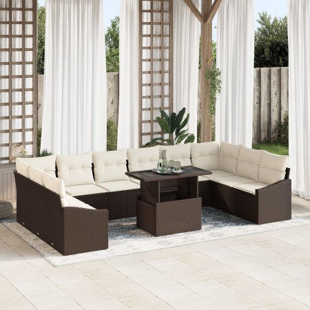 Juego de Sofá de Jardín Conjunto de 11 Beige Ratán de , Sofás de exterior - Ref: Foro24-3357811, Precio: 796,07 €, Descuento: %