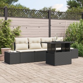 Juego de Sofás de Jardín de 5 Piezas con Cojines Negro Poliratán de , Sofás de exterior - Ref: Foro24-3357820, Precio: 399,22...