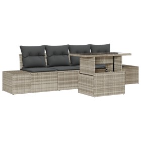 Juego de Sofá de Jardín Set de 5 Beige Poliratán, Poliéster de , Sofás de exterior - Ref: Foro24-3357825, Precio: 432,03 €, D...