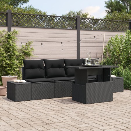 Set de sofá de jardín 5 piezas Negro Ratán Sofá exterior de , Sofás de exterior - Ref: Foro24-3357826, Precio: 417,37 €, Desc...