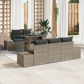 Juego de Sofás de Jardín Conjunto de 6 Gris Ratán, Poliéster de , Sofás de exterior - Ref: Foro24-3357832, Precio: 576,55 €, ...