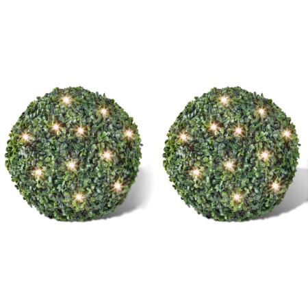 Hoja Artificial Bola de poda 27 cm Con cuerda de LED solar 2 piezas en Decoración Festiva y Estacional | Comprar online en Foru.