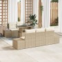 Conjunto de Sofá de Jardín de 6 Piezas con Cojines Beige Polirratan de , Sofás de exterior - Ref: Foro24-3357834, Precio: 585...