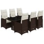 Set de mesa y sillas jardín 7 pzas con cojines ratán PE marrón en Conjuntos de jardín | Comprar online en Foru.es