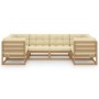 Set de muebles de jardín 6 pzs cojines madera pino marrón miel de vidaXL, Conjuntos de jardín - Ref: Foro24-3077297, Precio: ...