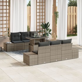 Conjunto de Sofás de Jardín de 7 Piezas con Cojines Gris Ratán Poliéster de , Sofás de exterior - Ref: Foro24-3357842, Precio...