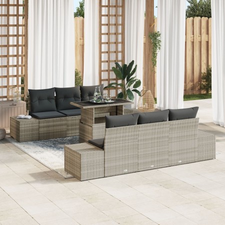 Conjunto de Sofá de Jardín Set de 7 Beige Ratán PE Mesa Exterior de , Sofás de exterior - Ref: Foro24-3357845, Precio: 646,45...