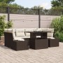Juego de Sofá de Jardín Conjunto de 7 Marrón, Crema Ratán, Tela de , Sofás de exterior - Ref: Foro24-3357851, Precio: 580,80 ...