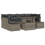 Conjunto de Sofá de Jardín Set de 7 Gris Ratán y Poliéster de , Sofás de exterior - Ref: Foro24-3357852, Precio: 556,06 €, De...