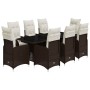 Set de mesa y sillas jardín 9 piezas y cojines ratán PE marrón en Conjuntos de jardín | Comprar online en Foru.es