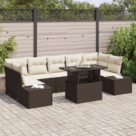 Juego de Sofá de Jardín Juego de 8 Marrón Oscuro, Crema de , Sofás de exterior - Ref: Foro24-3357871, Precio: 610,99 €, Descu...