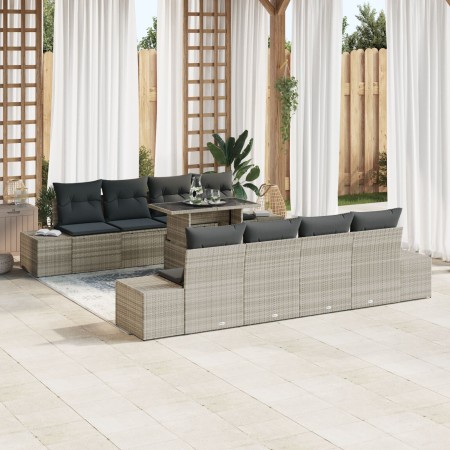 Conjunto de Sofás de Jardín Set de 7 Gris Ratán, Poliéster de , Sofás de exterior - Ref: Foro24-3357885, Precio: 610,12 €, De...