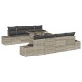 Conjunto de Sofás de Jardín Set de 7 Gris Ratán, Poliéster de , Sofás de exterior - Ref: Foro24-3357885, Precio: 610,12 €, De...