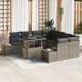 Conjunto de Sofá de Jardín Juego de 9 Gris, Marrón Ratan, Poliéster de , Sofás de exterior - Ref: Foro24-3357892, Precio: 664...