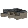 Conjunto de Sofá de Jardín Juego de 9 Gris, Marrón Ratan, Poliéster de , Sofás de exterior - Ref: Foro24-3357892, Precio: 664...