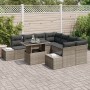 Conjunto de Sofá de Jardín Juego de 9 Gris, Marrón Ratan, Poliéster de , Sofás de exterior - Ref: Foro24-3357892, Precio: 664...