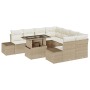 Conjunto de Sofá de Jardín Set de 9 Beige, Crema Ratán, Poliéster de , Sofás de exterior - Ref: Foro24-3357894, Precio: 735,5...