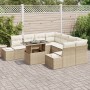 Conjunto de Sofá de Jardín Set de 9 Beige, Crema Ratán, Poliéster de , Sofás de exterior - Ref: Foro24-3357894, Precio: 735,5...