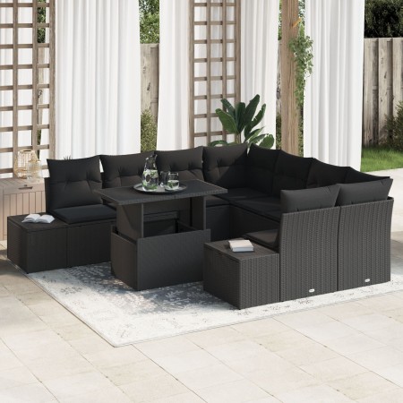 Juego de Sofá de Jardín Conjunto de 9 Negro de , Sofás de exterior - Ref: Foro24-3357896, Precio: 681,56 €, Descuento: %