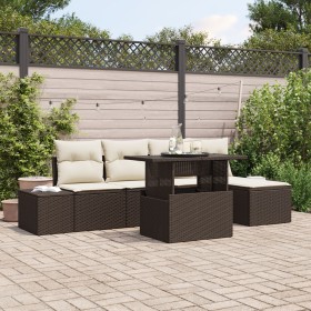 Conjunto de Sofá de Jardín Set de 6 Marrón Ratán de , Sofás de exterior - Ref: Foro24-3357901, Precio: 461,19 €, Descuento: -5%%