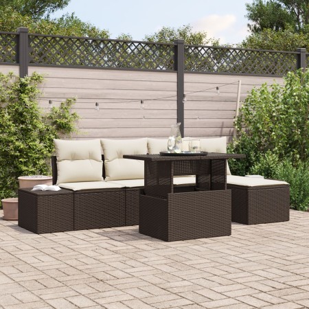 Conjunto de Sofá de Jardín Set de 6 Marrón Ratán de , Sofás de exterior - Ref: Foro24-3357901, Precio: 461,19 €, Descuento: -5%%