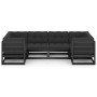 Set de muebles de jardín 6 pzas con cojines madera pino negro de vidaXL, Conjuntos de jardín - Ref: Foro24-3077298, Precio: 7...
