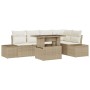 Conjunto de sofá de jardín de 6 piezas con cojines beige de ratán poliéster de , Sofás de exterior - Ref: Foro24-3357924, Pre...
