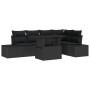 Juego de Sofá de Jardín Set de 6 Negro Poliratán, Poliéster, Acero de , Sofás de exterior - Ref: Foro24-3357926, Precio: 488,...