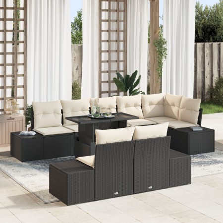Juego de Sofá de Jardín Conjunto de 9 Marco Negro con cojines crema de , Sofás de exterior - Ref: Foro24-3357940, Precio: 706...