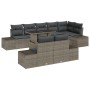 Conjunto de Sofá de Jardín Set de 9 Marrón, Gris Ratán, Tela de , Sofás de exterior - Ref: Foro24-3357942, Precio: 738,26 €, ...