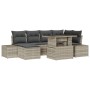Juego de sofá de jardín Set de 7 Marrón, Gris Ratán, Poliéster de , Sofás de exterior - Ref: Foro24-3357955, Precio: 571,29 €...