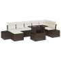 Conjunto de Sofá de Jardín de 8 Piezas Marrón Poliratán, Tela, Acero de , Sofás de exterior - Ref: Foro24-3357961, Precio: 58...