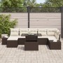 Conjunto de Sofá de Jardín de 8 Piezas Marrón Poliratán, Tela, Acero de , Sofás de exterior - Ref: Foro24-3357961, Precio: 58...