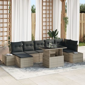 Juego de Sofás de Jardín Conjunto de 8 Gris Ratán y tela de , Sofás de exterior - Ref: Foro24-3357965, Precio: 654,27 €, Desc...