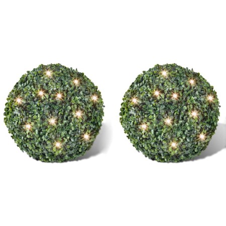 Hoja Artificial Bola de poda 35 cm Con cuerda de LED solar 2 piezas en Decoración Festiva y Estacional | Comprar online en Foru.