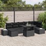 Juego de Sofá de Jardín Set de 8 Negro Ratan Poly, Vidrio de , Sofás de exterior - Ref: Foro24-3357966, Precio: 587,64 €, Des...