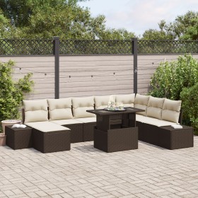 Conjunto de Sofá de Jardín Juego de 9 Beige y Marrón de , Sofás de exterior - Ref: Foro24-3357971, Precio: 639,80 €, Descuent...