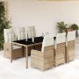 Set de mesa y sillas de jardín 7 pzas y cojines ratán PE beige en Conjuntos de jardín | Comprar online en Foru.es