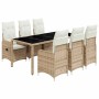 Set de mesa y sillas de jardín 7 pzas y cojines ratán PE beige en Conjuntos de jardín | Comprar online en Foru.es
