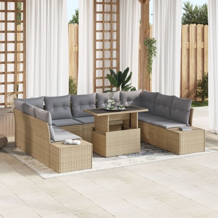 Juego de Sofá de Jardín Set de 10 Beige Ratán Sofá de Exterior de , Sofás de exterior - Ref: Foro24-3357983, Precio: 752,39 €...