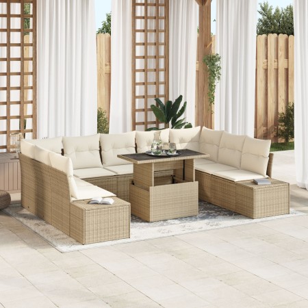 Juego de Sofá de Jardín Juego de 10 Beige y Marrón Claro de , Sofás de exterior - Ref: Foro24-3357984, Precio: 778,62 €, Desc...