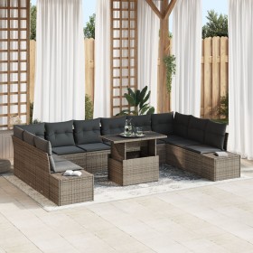 Juego de Sofá de Jardín 11 Piezas Gris Rattan, Cojines de Poliéster de , Sofás de exterior - Ref: Foro24-3357992, Precio: 784...